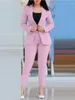 Kadınlar İki Parçalı Pantolon Kadın İş Takımı 2 Set İnce Takım Ofis Lady Coat Zarif Moda Uzun Kollu Röportaj Blazer Coats Pantolon