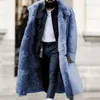 Men's Wool Blends Winter Overcoat Midi Length Men Coat Faux Fur Colorfast Midcalf 231205