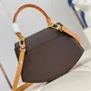 Luxury Handbag Canvas Leather City Bag Women Designer Guldfärg Hårdvara Tote Geometrisk krökt form Tote Flap Stängning med S-Lock Shoulder Bag