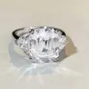 Cluster Rings 925 Sterling Silver Diamond Ring Sea Blue Treasure Light Luxury Fashion Folorsting Large Rock Sugar