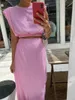 Two Piece Dress Spring Summer Women Solid Elegant Maxi Skirt Set Outfits Suits Tank Crop Tops 2 Two Piece Matching Set Women 231205