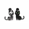 Stud Mignon Animal Glitter Chat Noir Et Squelette Boucles D'oreilles Acryliques Asymétriques Pour Femmes Belle Kitty Bijoux De ModeStud Kirs22263h