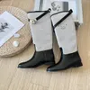 Designer Boots Classic jumping Fashion genuine leather Luxury Women long boots flat Vintage 2024 spring and autumn Metal buckle lady comfort shoes