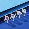 Cluster Rings LOKWAN 925 Sterling Silver Round Bag Inlaid With 4mm Artificial Grandmother Emerald For Women's High-grade Fine Jewelry