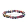 Bracelets à breloques colorées en perles pour hommes et femmes, en pierre naturelle de 8Mm, en Malachite, bijoux de Yoga, livraison directe, Dh1Ap