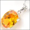 Wedding Jewelry Sets 3Pcs/Set Luckyshine Wedding Engagement Weddings Jewelry Fire Brazil Citrine Gems 925 Sterling Sier Necklace Penda Dhg3E