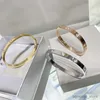 Bangle Luxury Brand Inlaid Zircon Stainless Steel Bracelet For Women Man Simple Classic Non Fading Anti Allergy Couple Bracelet Jewelry R231205