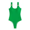 One Piece Swimsuits 2024 Green Black One Piece Bubble Fabric New Cross-border Single Hot Selling Swimwear Women