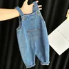 Jumpsuits Korean Fashion Girls Jumpsuit Clothes Solid Denim Suspende Sweet Cute Kawaii Toddler Boys Jeans Pants Children Overalls 231204