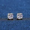 Stud Real Moissanite Brincos 14K Branco Banhado A Ouro Sterling Silver 4 Prong Brinco de Diamante para Mulheres Homens Orelha 1ct 2ct 4ctStudStudS333s