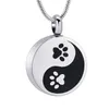 IJD10745 Yin-Yang cremazione gioielli intagliati cane gatto zampa stampa urna commemorativa gioielli per ceneri realizzati in acciaio inossidabile 316L314D