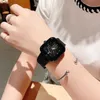 IBSO Relógio feminino de quartzo preto, elegante, casual e versátil, popular, à prova d'água, estilo unissex, presente