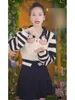 Women's Sweaters Pull cardigan en tricot a manches longues pour femmes pulls rayes tricots elegants mode chic dessin anime brode printemps 2024 231205