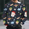 Men's Hoodies Loose Pullover Top Casual Christmas Print Autumn Winter Long Sleeve Round Collar Sweatshirt Large Size