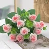 Decorative Flowers 5 Forks 11 Heads Simulated Eucalyptus Rose Happy Valentine's Day Wedding Proposal Party Decorations Artificial