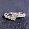 Bracciale con ciondolo quadrato Moissanite ghiacciato Bling VVS Bracciale con cuore Sier placcato oro rosa per uomo Donna Gioielli Hiphop