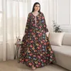 Abbigliamento etnico Arabo musulmano Abaya per le donne Elegante abito lungo Diamond Abaya Marocco Caftano Autunno Maxi Party Abiti Turchia Ramadan Abito