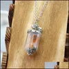 Pendant Necklaces Supernatural Angel Wing Leaf Rock Salt Bottle Protection Glass Real Dry Flower Necklace Drop Delivery Jewelry Neckla Dhhre