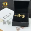 Hip Hop Männer Frauen Schmuck 10k Gold vollständig gepflastert Bling Moissanit 925 Silber quadratische Ohrstecker mit Schraubverschluss