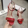 Designer women high heels sandals leather party fashion metal double buckle summer sexy lady chunky heel dress shoes