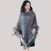 Scarves 2023 Winter Warm fur red Capes cloak Ponchos for Women Oversized Shawls Wraps Cashmere Pashmina Female Tassel Mujer 231204