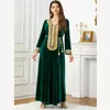 Etniska kläder abaya för mode muslimska kvinnor sammet broderi lång maxi klänning kalkon kaftan dubai eid parti islamiska ramadan jalabiya