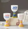 Taza de vino de cerámica estilo de dibujos animados taza de patas altas tazas de agua dibujadas a mano taza de cerámica linda y creativa tazas de pastel de helado de alto valor estético LT693