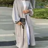 Vêtements ethniques Plain Ouvert Abaya Kimono Turquie Manchette élastique Ceinturée Abayas pour femmes Dubaï Musulman Hijab Robe Islam Modeste Tenues Kaftan