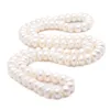 Design 10-11mm 82 cm perle d'eau douce blanche grand pain cuit à la vapeur perles rondes collier de perles chaîne de pull bijoux de mode 324d