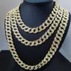 Iced Out Miami Cuban Link Chain Gold Silver Men Hip Hop Necklace Jewelry 16Inch 18inch 20inch 22 tum 24 tum 28 tum 30 tum229h