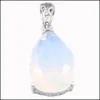 Pendant Necklaces Luckyshine Europe Jewelry Water Drop White Moonstone Gems Sier Necklaces Usa Israel Wedding Engagement Pendant Add D Dhzbp