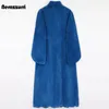 Pelliccia da donna Pelliccia sintetica Nerazzurri Inverno Lungo Blu Caldo Spessa Soffice Pelliccia sintetica Cappotto Donna Orlo smerlato A Line Nero Capispalla moda coreana 5XL 6XL 7XL 231204