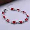 Pulseras de eslabones Elegante Encanto Hermoso Color Plata Cristal Piedra Joyería Roja Moda Mujer Boda Precio de Fábrica