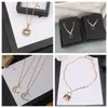 20style designer di lusso a doppia lettera collane a ciondolo catena 18k oro bloccato crisatl Pearl Rhinestone Collana per donne Accessori per la festa di nozze