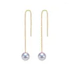 Dangle Earrings Pure Gold For Women Natural Freshwater Pearl Drop Tassel Three Ways To Wear Real 18K Yellow Link