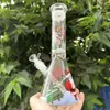 10 tum rökning av vattenpipa jul jultomten tryckt glas vatten rör bong bubbler + skål