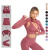 LU LU LEMONS 2-teiliges Outfit, Anzüge, Sport, nahtlose Leggins, Sport-BH, bauchfreies Top, langärmlig, Yogahose, Damen, Fitnessstudio, Kleidung, Damen, Übungskleidung, Mädchen