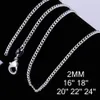 Collar de cadena de plata de ley 925 de 2MM, joyería de cadenas con cierres de langosta para mujer, 16, 18, 20, 22, 24 y 26 pulgadas, GA262310D