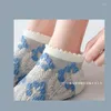 Women Socks Japan Style Frilly Ruffle Summer Cotton Breathable Low Cut Ankle Floral Embroidery Harajuku Kawaii Cute Short