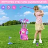 Electric RC Aircraft Toddler Golf Golf Clubs مع 6 كرات 4 عصي 2 من الثقوب التدريبية وألعاب MAT لمدة 3 5 سنوات الفتيات 231205