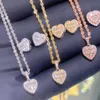 Set di gioielli da sposa Iced Out Bling 5A Cubic Zirconia CZ Orecchini a forma di cuore Collana Moda Donna Amante Set regalo 2023 231205