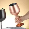Verres à vin 2 pièces verres à vin en acier inoxydable à paroi unique isolé gobelets incassables gobelets à tige en métal RE 231205