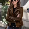 Damesjassen Dames Herfst Korte Jas Effen Slim Fit Rits Kraagvorm Vrouwelijke Moto Biker Dunne Cool Kunstleer Uitloper