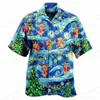 Męskie koszulki Casual Tree Hawaiian Lapel Camisas Men Fashion Hawaii Shirt Santa Claus Bluzka Zamień obroń