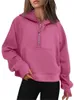 Dames Sport Half Zip Hoodie Losse Shorts Wollen Trui Effen Herfst Hoodie Pullover Straat Sweatshirt Y2k Kleding 231205