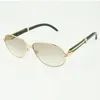 새로운 고품질 라운드 선글라스 뿔 안경 566 천연 검은 선글라스 남성과 여성 선글라스 크기 : 61-16-140 mm