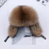 Trapper Hoeden Winter Heren 100% Echt Zilver Bont Bomberhoed Wasbeerbont Ushanka Cap Trapper Russische Man Ski Hoeden Caps Echt Leer 231204