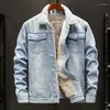 Heren trenchcoats winter denim jack gewatteerde dikkere warme top