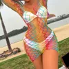 Sexy Costume Multicolor Sheer Sexy Bodystockings Fishnet Women's Underwear Beachwear Bathing Suit Erotic Lingerie Porno Costumes