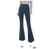 LU-2023 Yoga Schlaghose Groove Sommer Damen Hohe Taille Slim Fit Bauch Schlaghose zeigt Beine lang Fitness Netz Rot Mode